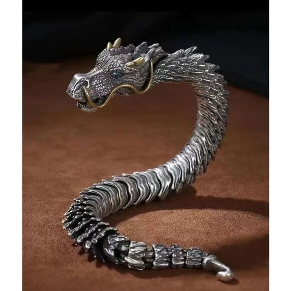 Retro Dragon Head Bracelet, Men's Domineering And Trendy Jewelry, - Picture 4 of 7